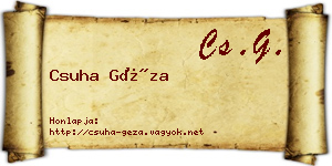 Csuha Géza névjegykártya